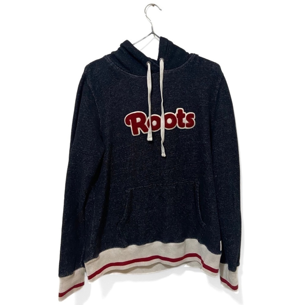 Roots Grey/Red Cozy Loungewear Hooded Cabin Hoodie Size Small